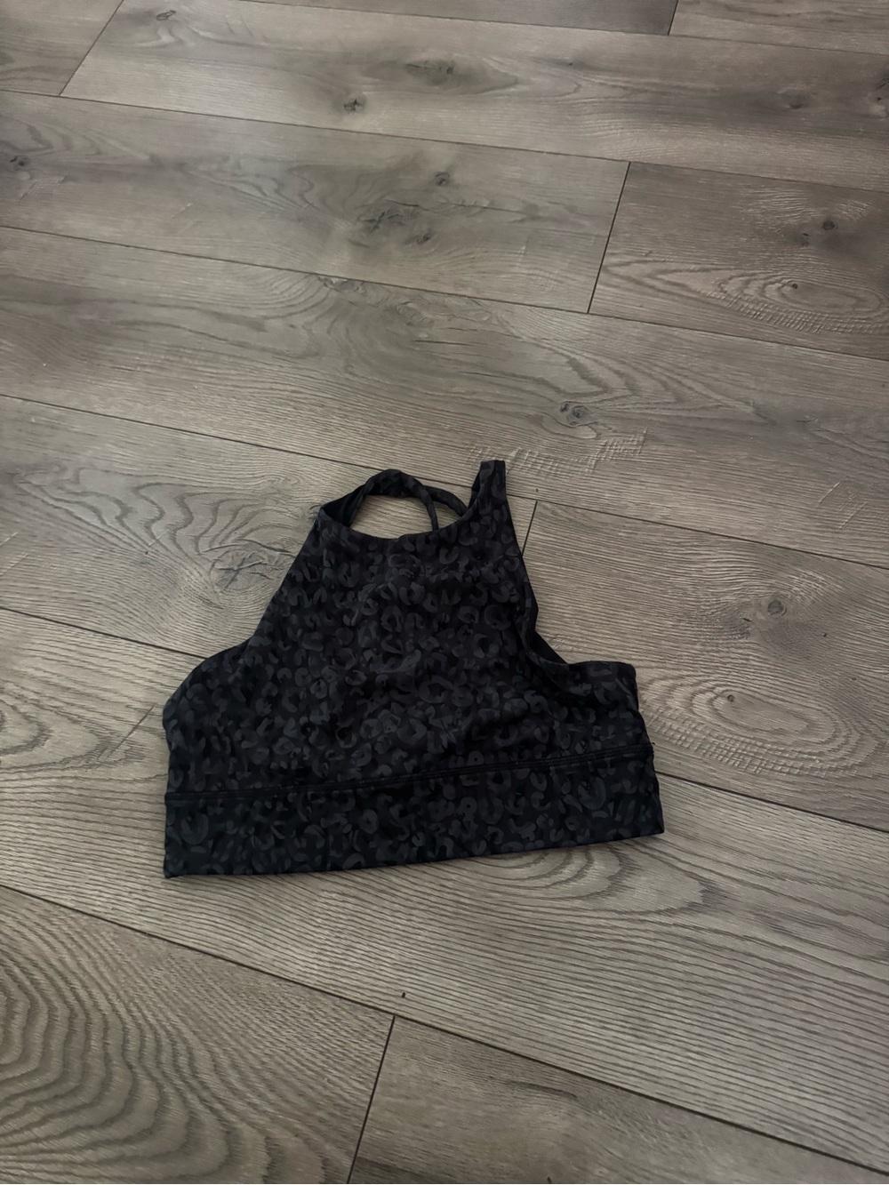 Lululemon Black High-Neck Patterned Animal Print Sports Bra Size 8